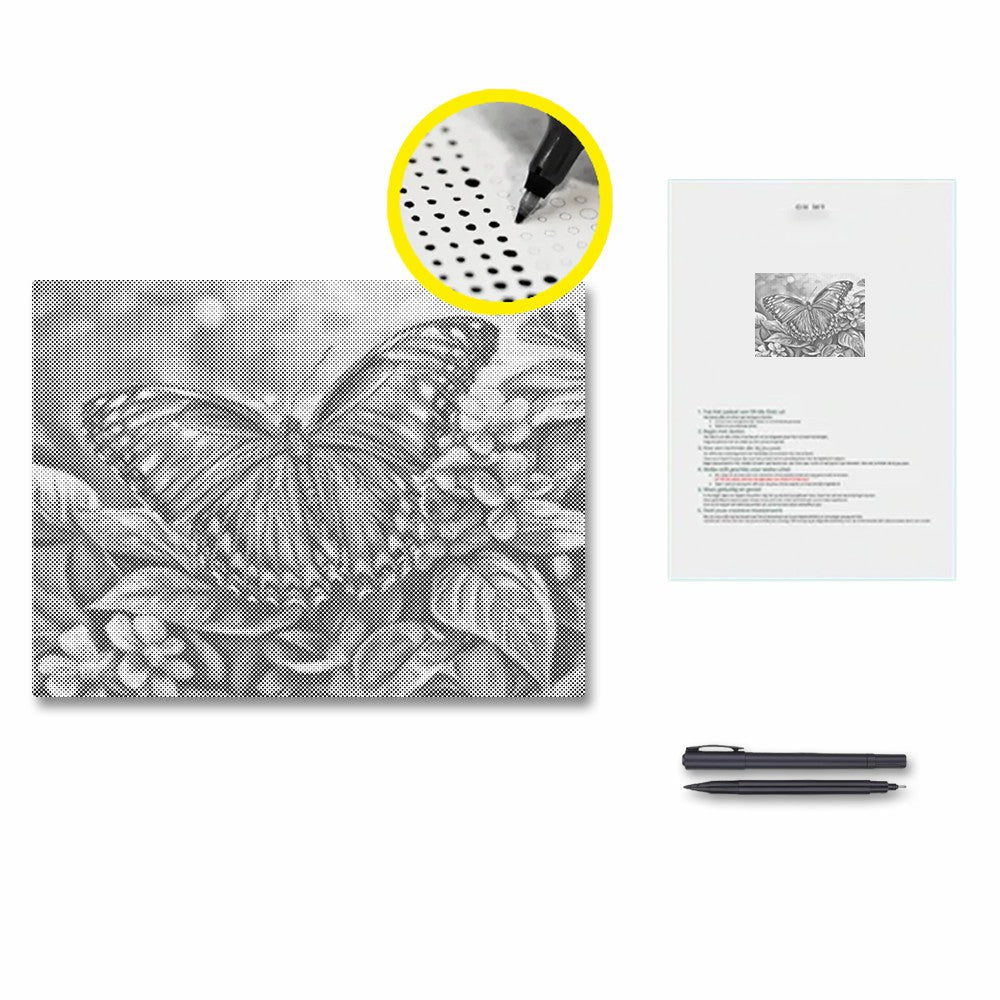 Blauer Schmetterling – Malen mit Punkten