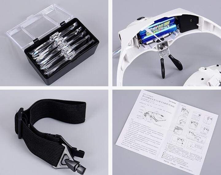 Lupas con iluminación LED, lámpara lupa con diadema