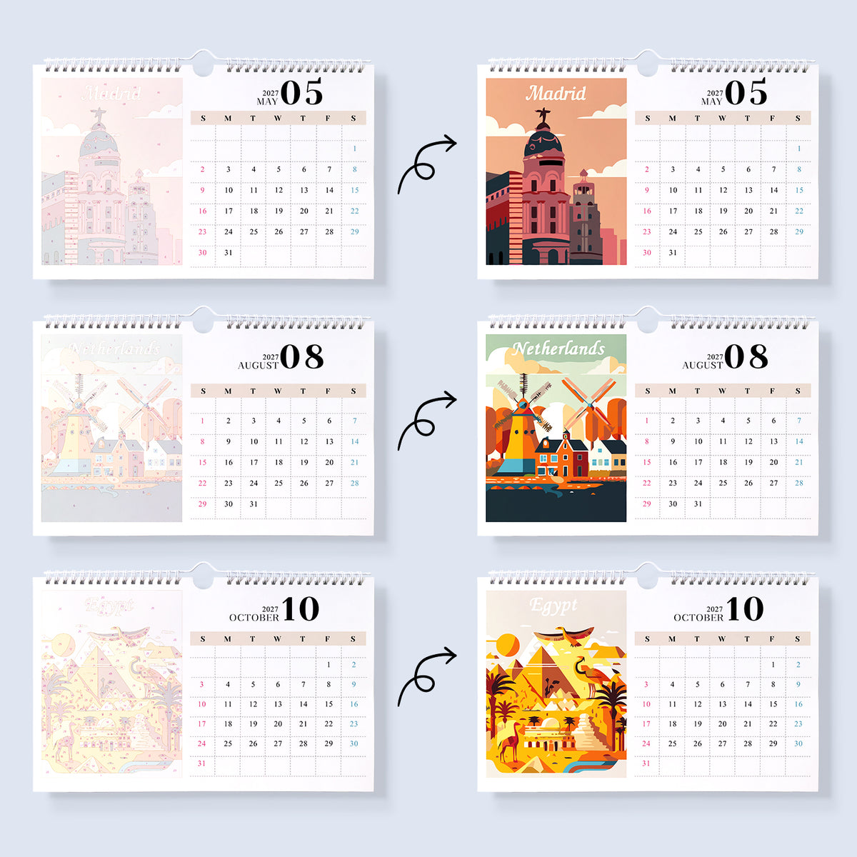 Famous Landmarks Edition – 2027 Malen nach Zahlen Tischkalender