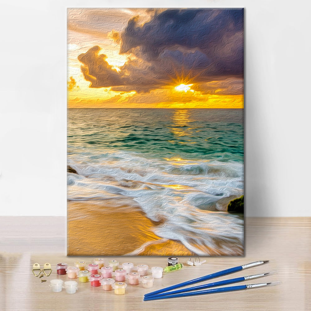 Strand im Morgenlicht - Malen nach Zahlen