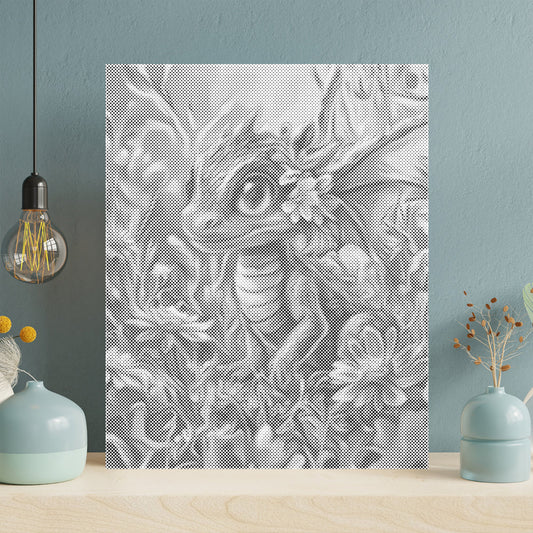 Bunter Drache inmitten von Blüten – Malen mit Punkten