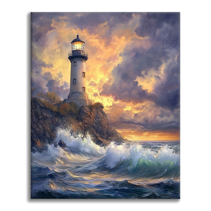 Faro al borde del mar – pintar por números