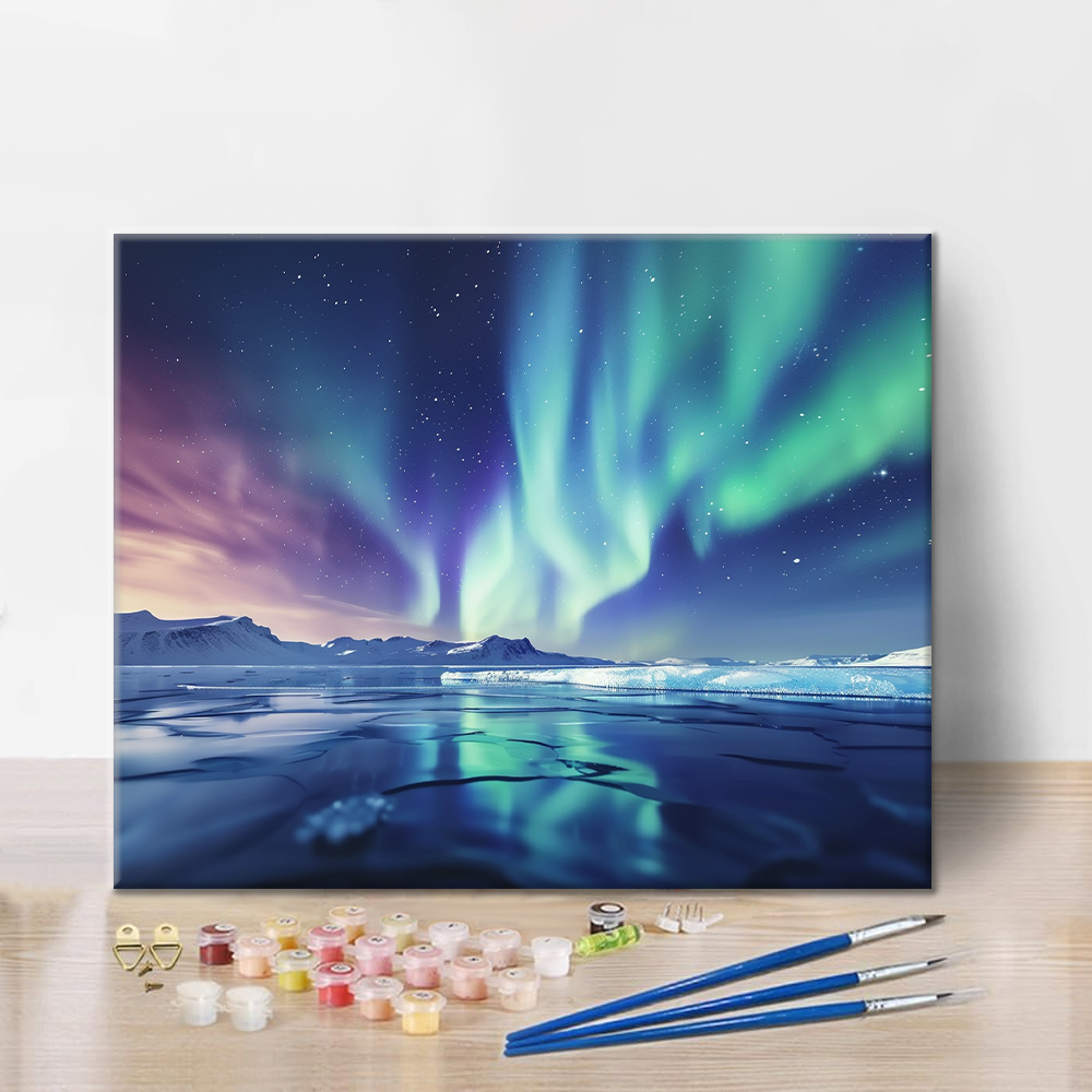 Aurora y lago – Pintura por números