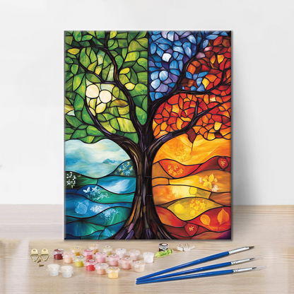 Árbol de las cuatro estaciones – Pintar por números