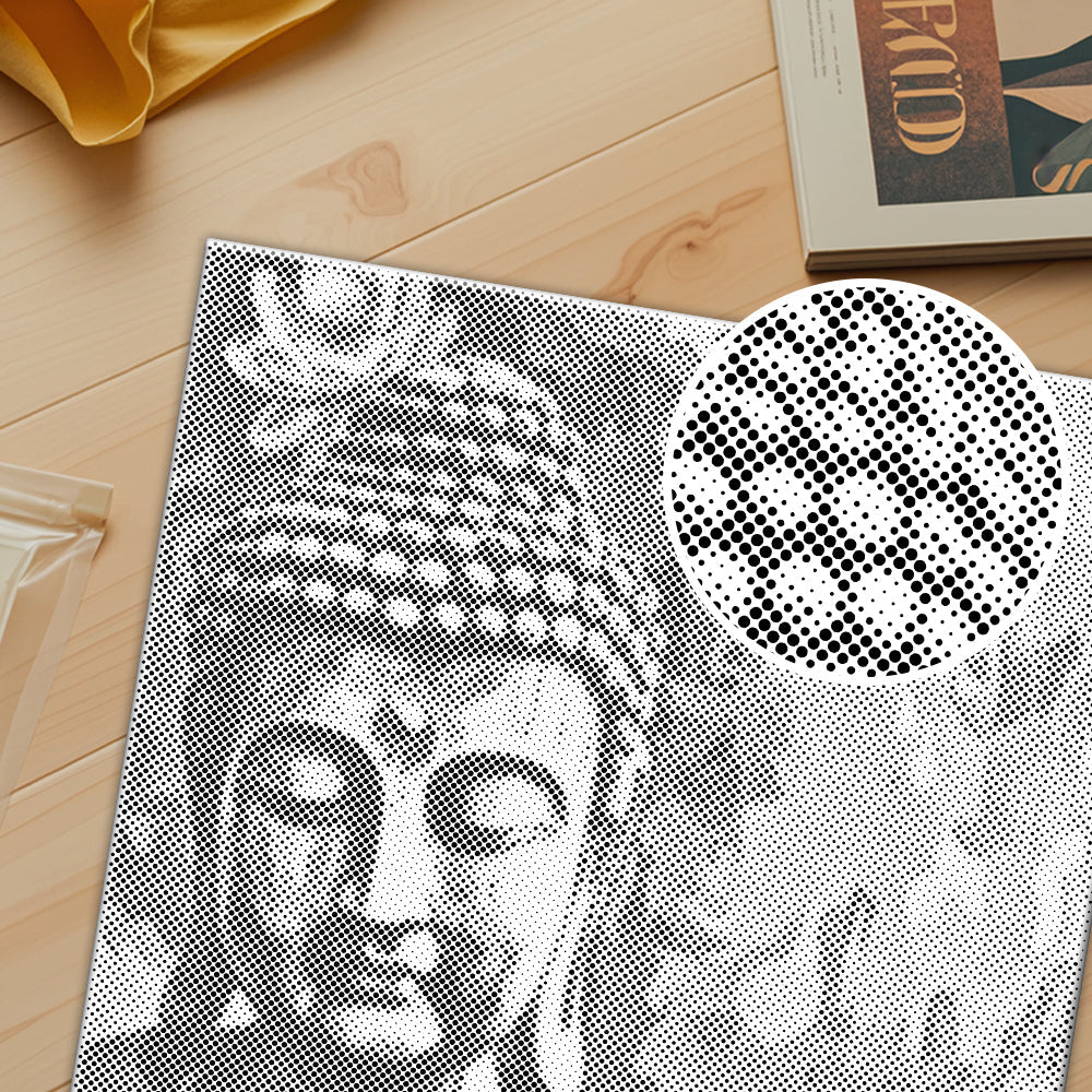 Buddha mit Blumen – Malen mit Punkten