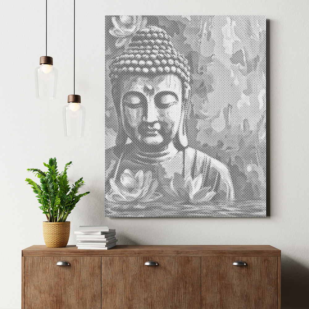 Buddha mit Blumen – Malen mit Punkten