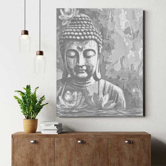 Buddha mit Blumen – Malen mit Punkten