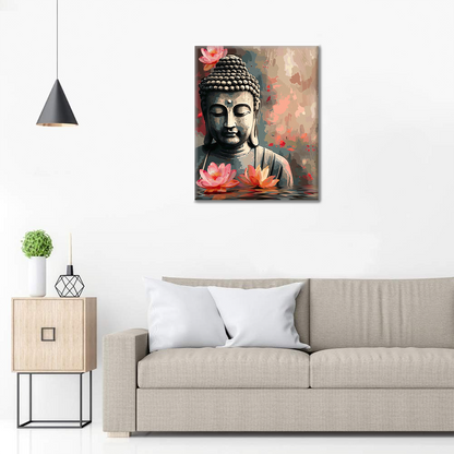 Buddha mit Blume – Malen nach Zahlen
