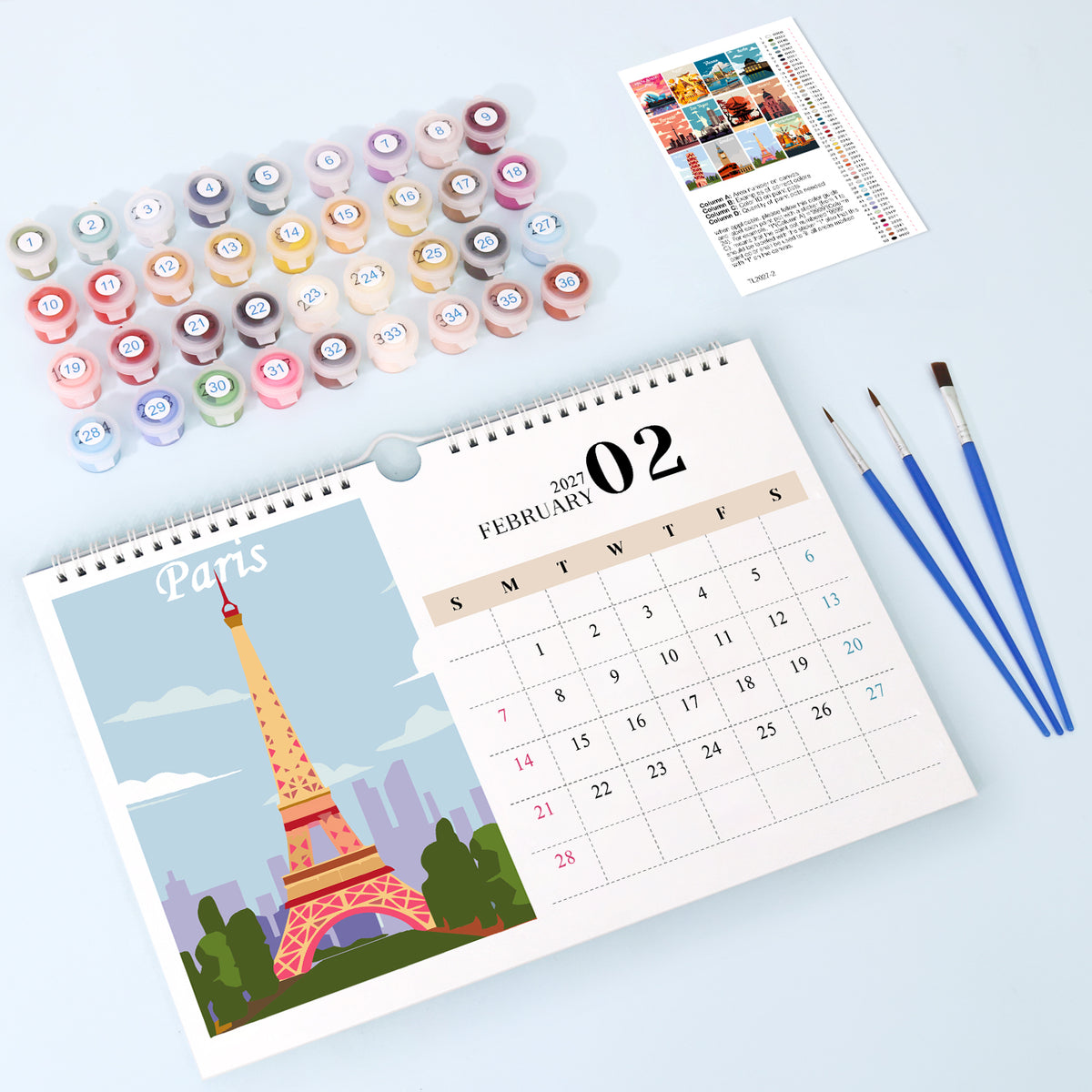 Famous Landmarks Edition – 2027 Malen nach Zahlen Tischkalender
