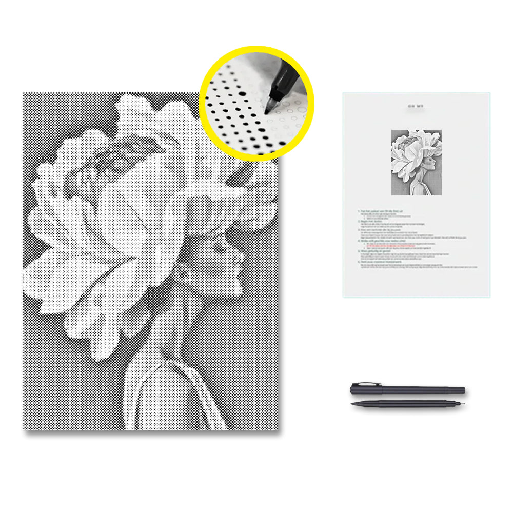 Blume und Frau – Malen mit Punkten