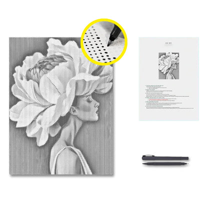 Blume und Frau – Malen mit Punkten