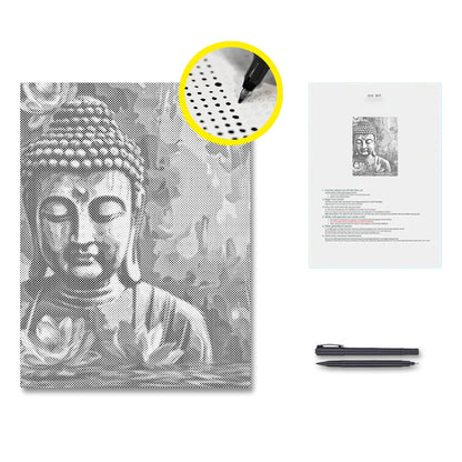 Buddha mit Blumen – Malen mit Punkten