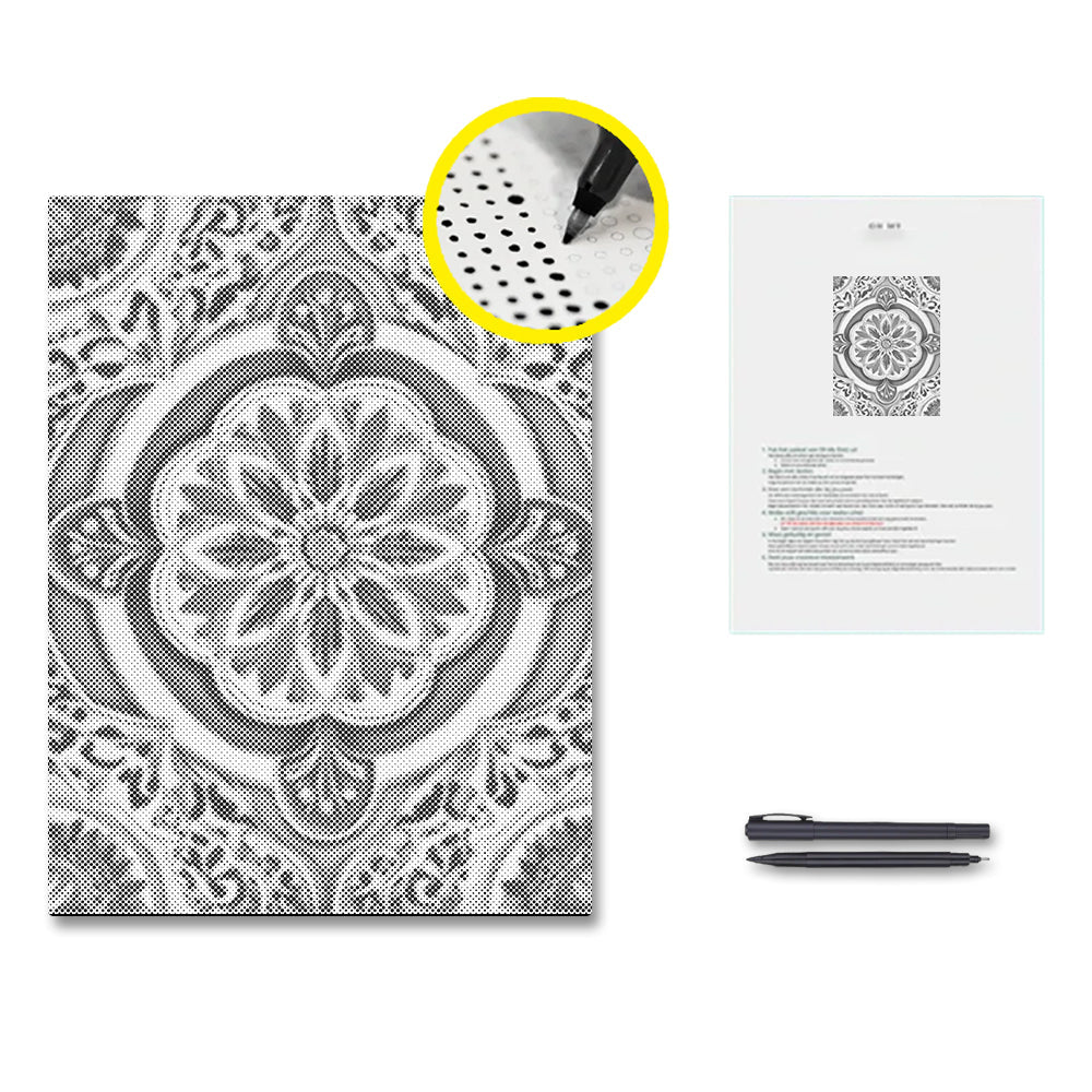 Goldgrünes Mandala – Malen mit Punkten