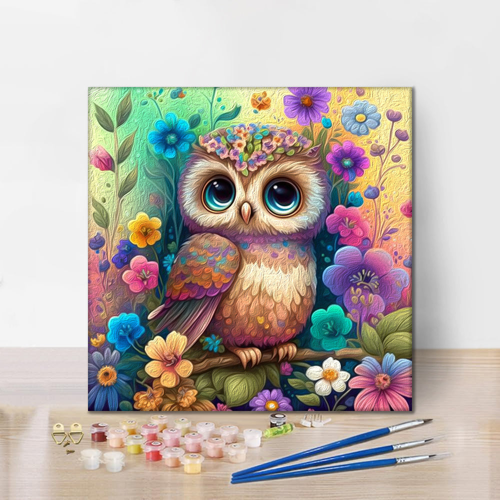 Lindo búho bebé esponjoso - pintar por números