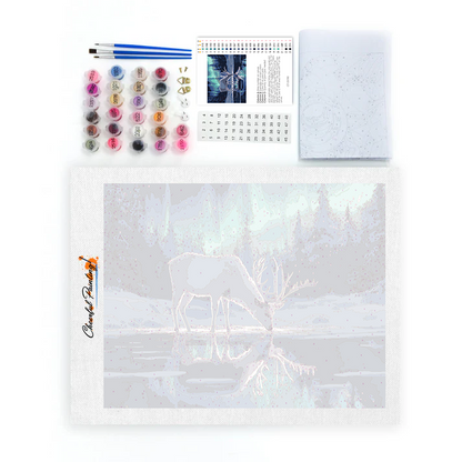 Ciervos en la aurora boreal – Pintar por números