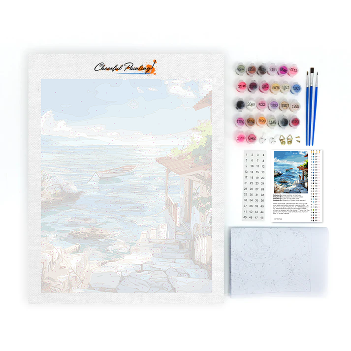 Cabaña junto al mar - Pintura por números