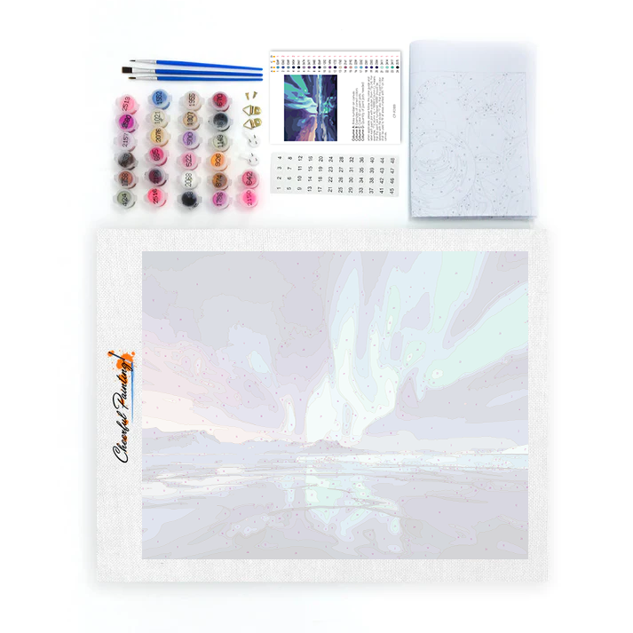 Aurora y lago – Pintura por números