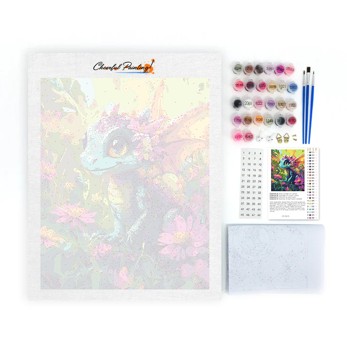 Bunter Blütendrache – Malen nach Zahlen