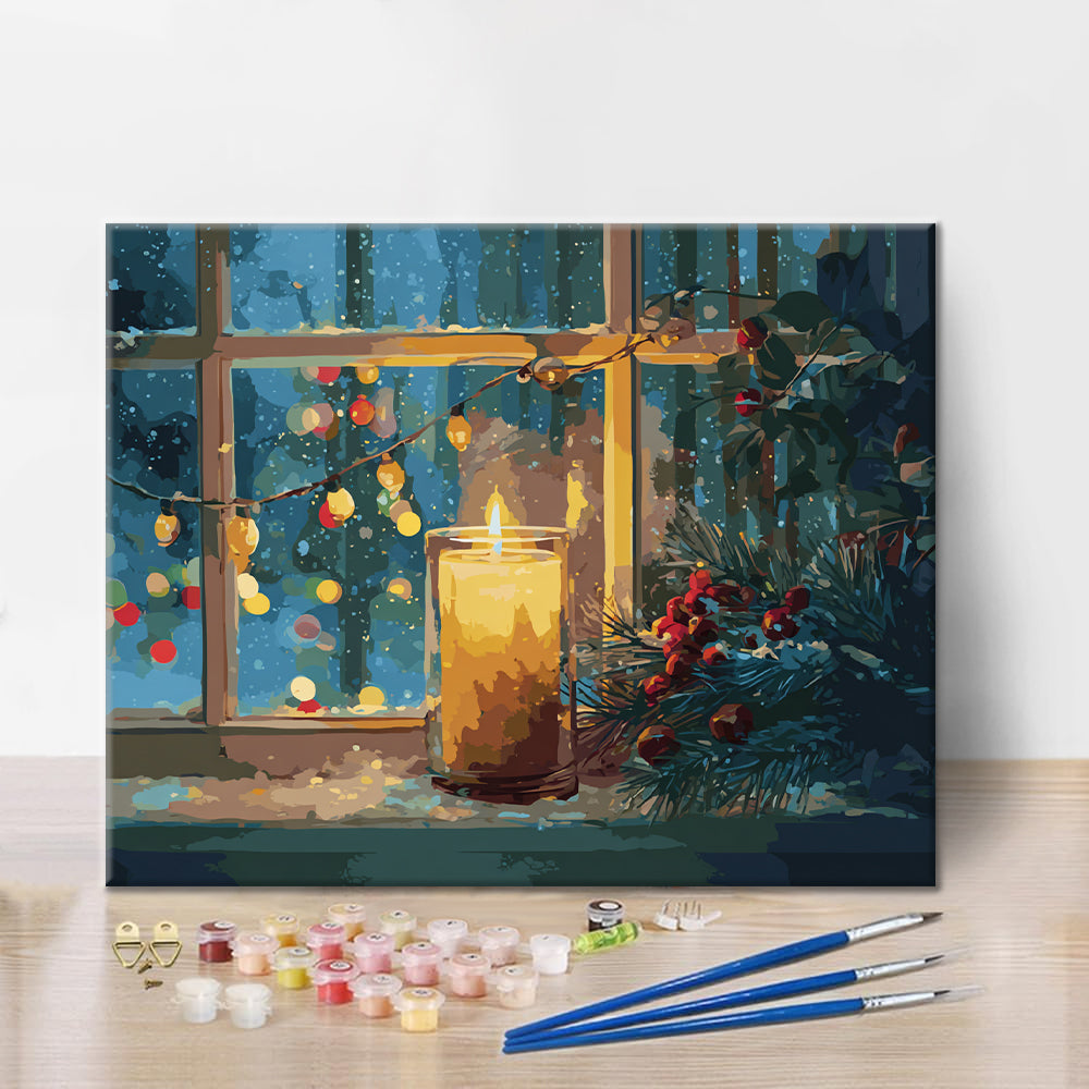 Weihnachtliches Kerzenlicht – Malen nach Zahlen