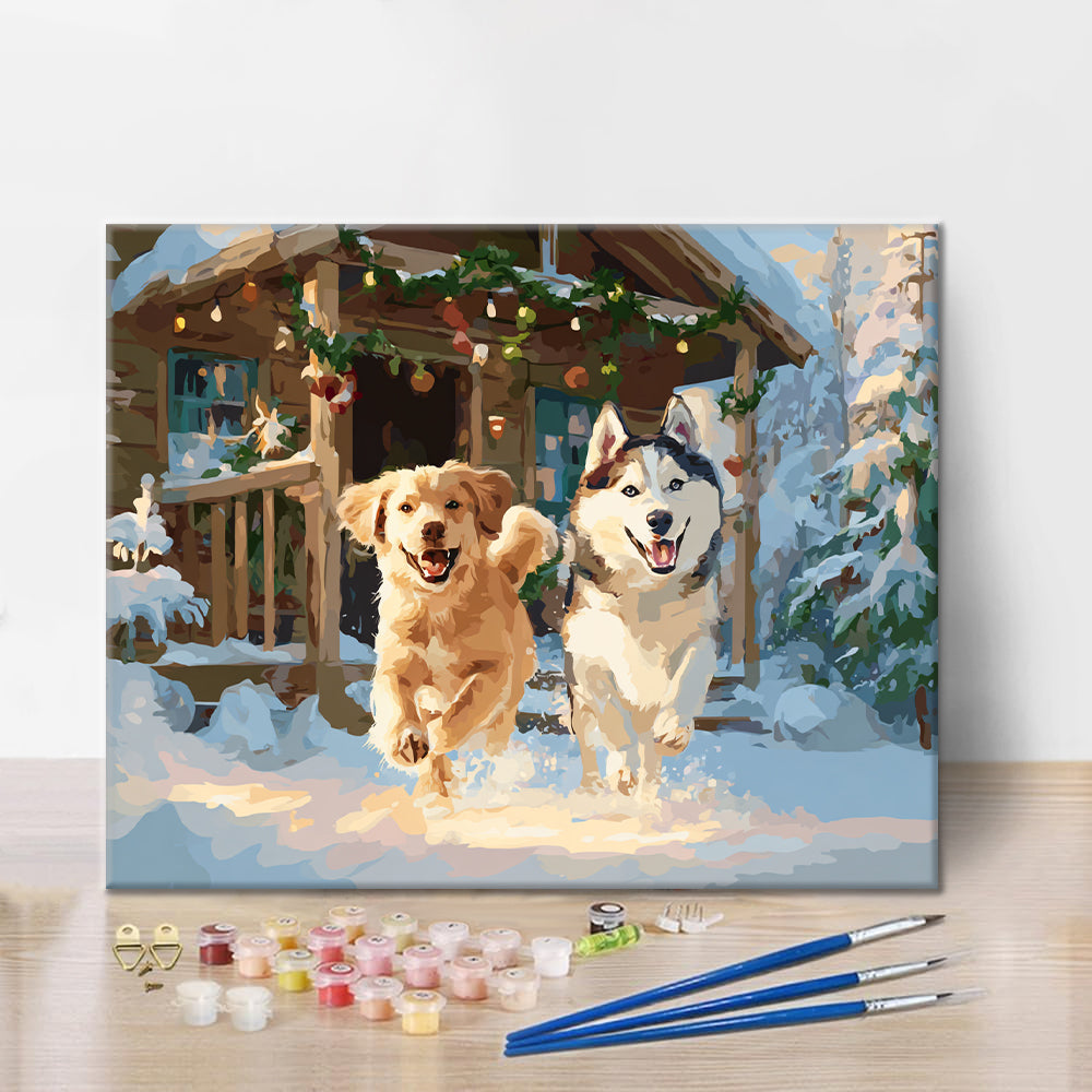 Schneehunde – Malen nach Zahlen