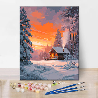 Winterhütte – Malen nach Zahlen