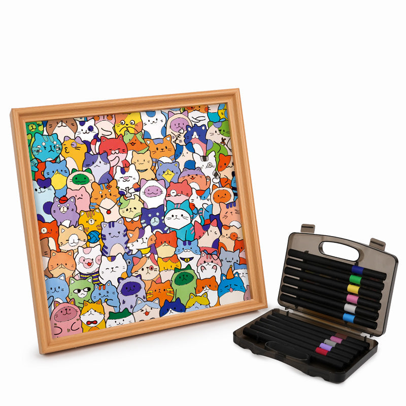 Kleine Kätzchen – Ausmalpuzzle aus Holz