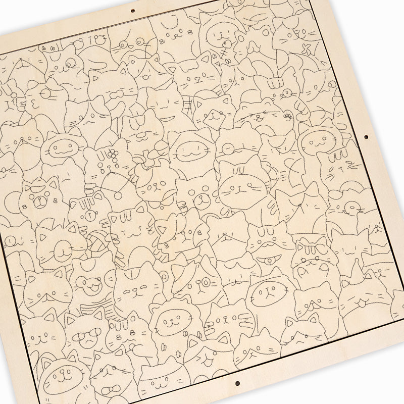 Kleine Kätzchen – Ausmalpuzzle aus Holz