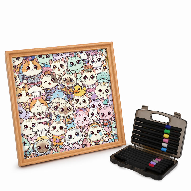 Katzen I – Ausmalpuzzle aus Holz