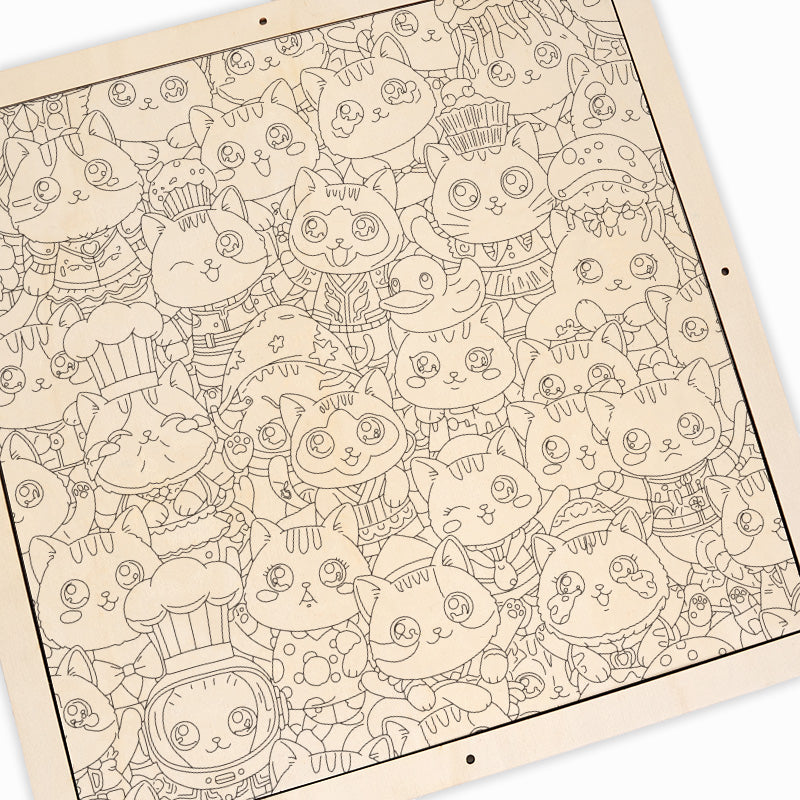 Katzen I – Ausmalpuzzle aus Holz