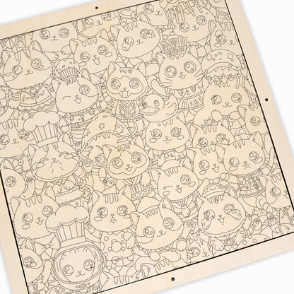 Katzen I – Ausmalpuzzle aus Holz