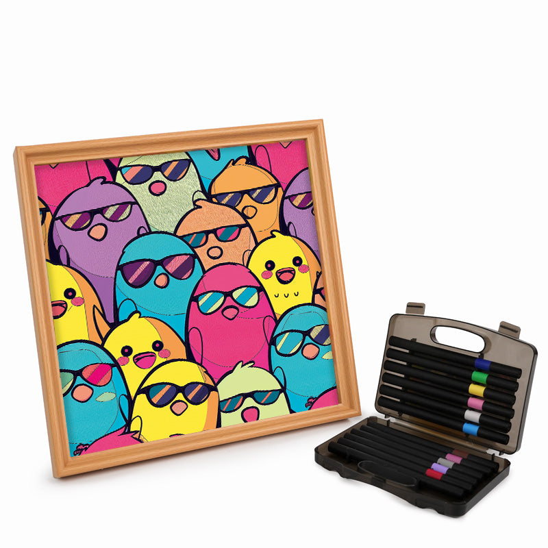 Coole Vögel – Ausmalpuzzle aus Holz