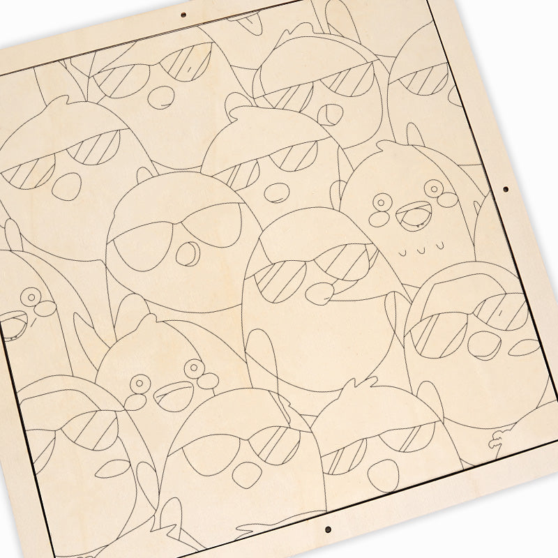 Coole Vögel – Ausmalpuzzle aus Holz