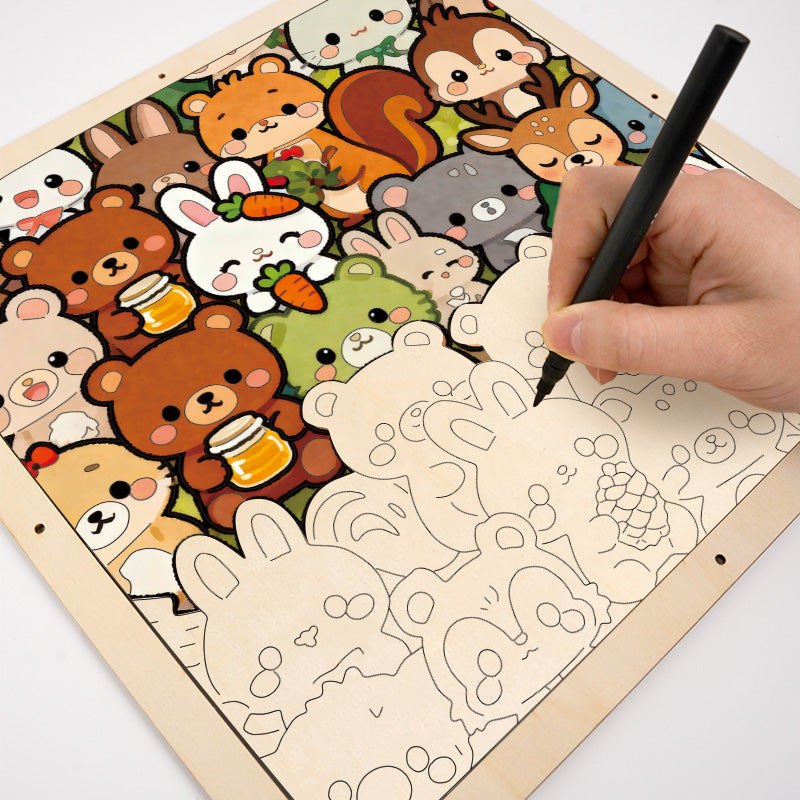 Waldcrew – Ausmalpuzzle aus Holz