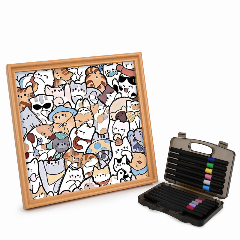 Faule Katzen – Ausmalpuzzle aus Holz