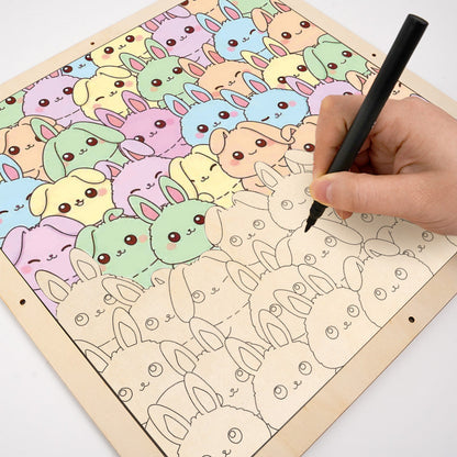 Kaninchen – Ausmalpuzzle aus Holz