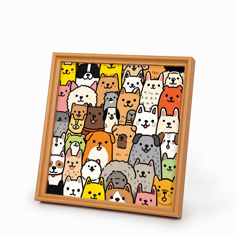 Welpe im Linienstil – Ausmalpuzzle aus Holz