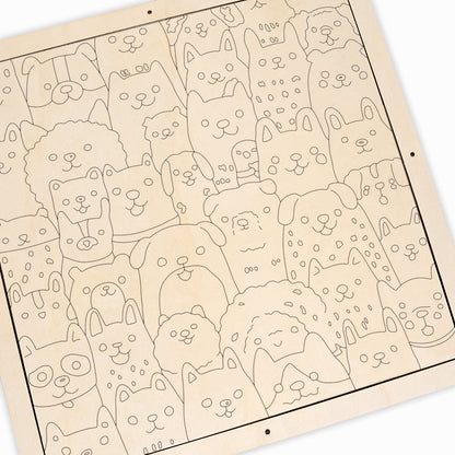 Welpe im Linienstil – Ausmalpuzzle aus Holz
