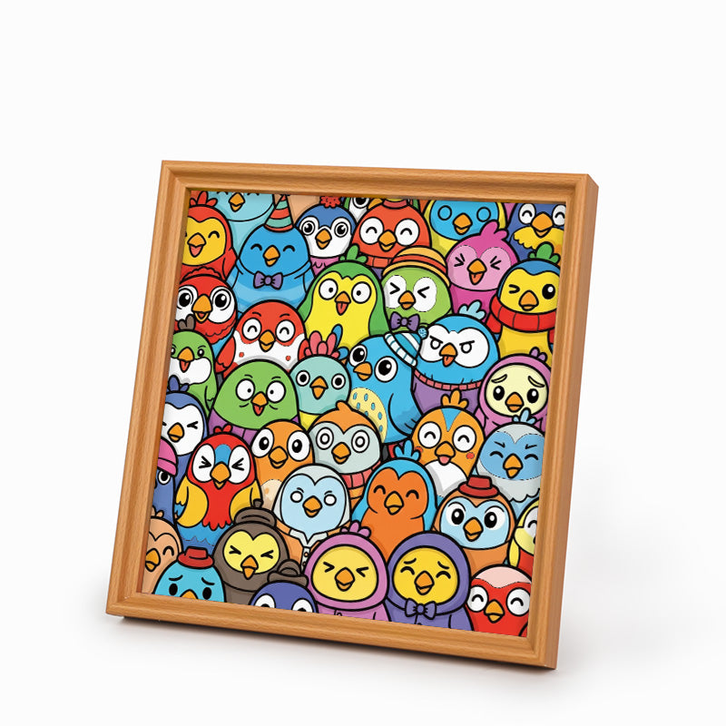Kleine Vögel – Ausmalpuzzle aus Holz