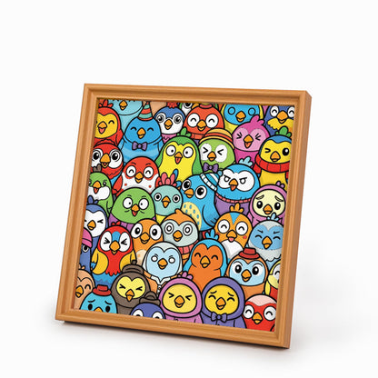 Kleine Vögel – Ausmalpuzzle aus Holz