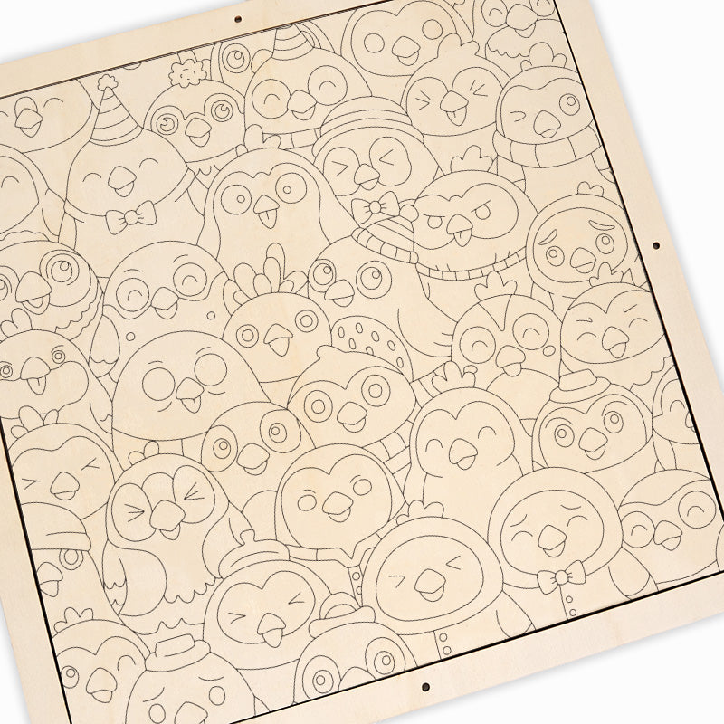 Kleine Vögel – Ausmalpuzzle aus Holz