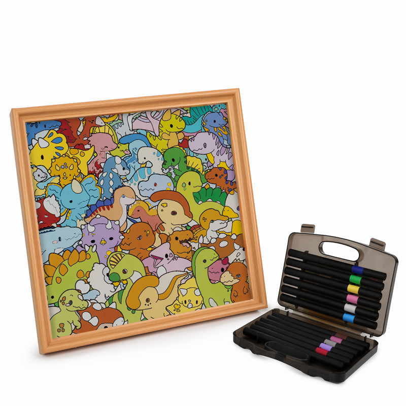Kleiner Dinosaurier – Ausmalpuzzle aus Holz