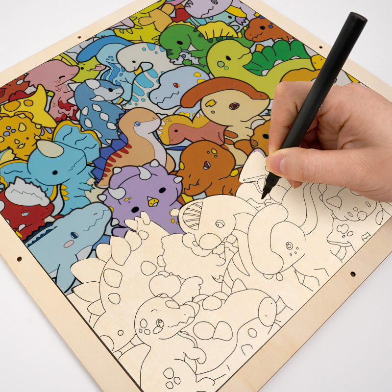 Kleiner Dinosaurier – Ausmalpuzzle aus Holz