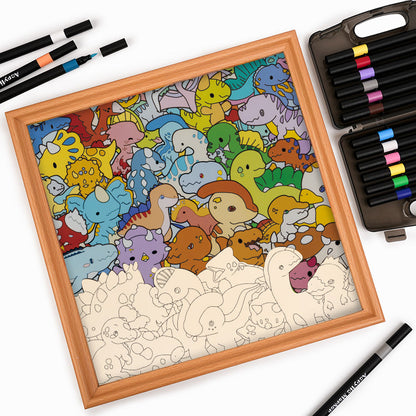 Kleiner Dinosaurier – Ausmalpuzzle aus Holz