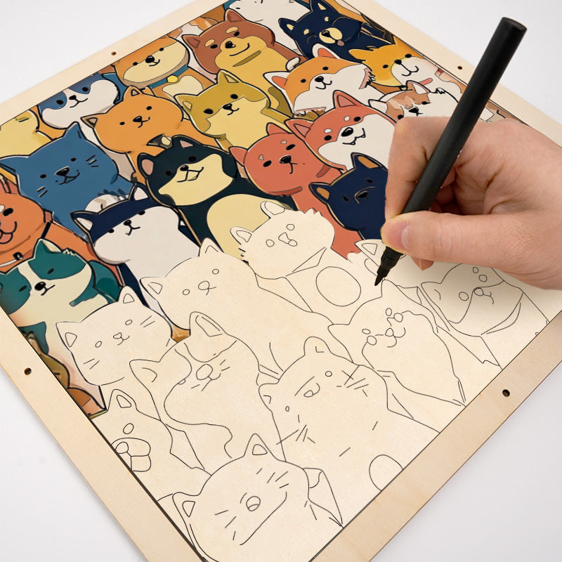 Shiba Inu – Ausmalpuzzle aus Holz