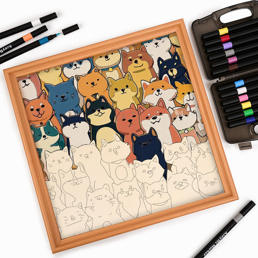 Shiba Inu – Ausmalpuzzle aus Holz