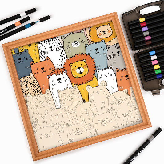Tierparadies - Ausmalpuzzle aus Holz