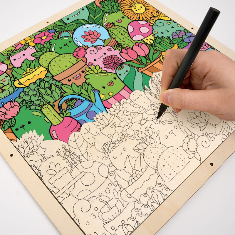 Botanisches Paradies – Ausmalpuzzle aus Holz