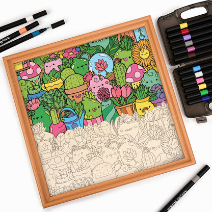 Botanisches Paradies – Ausmalpuzzle aus Holz