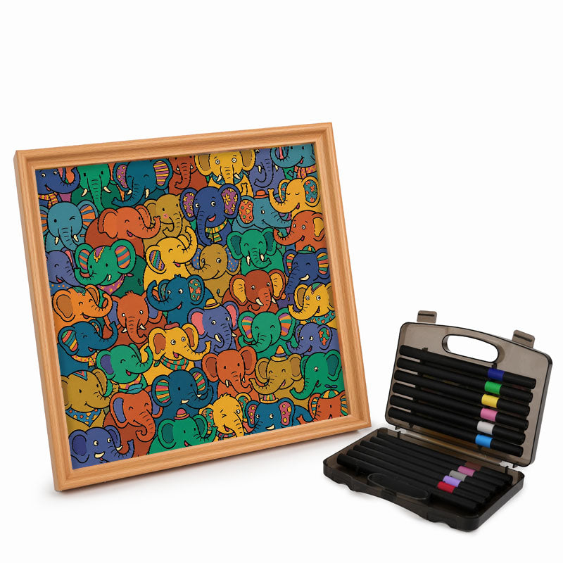 Elefantenparty – Ausmalpuzzle aus Holz