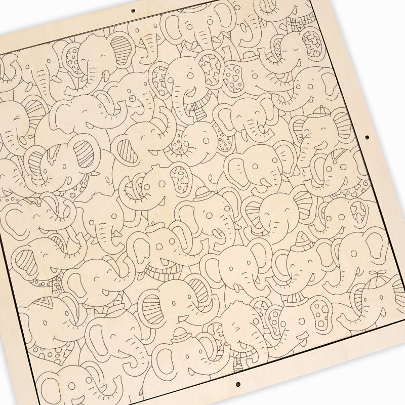 Elefantenparty – Ausmalpuzzle aus Holz
